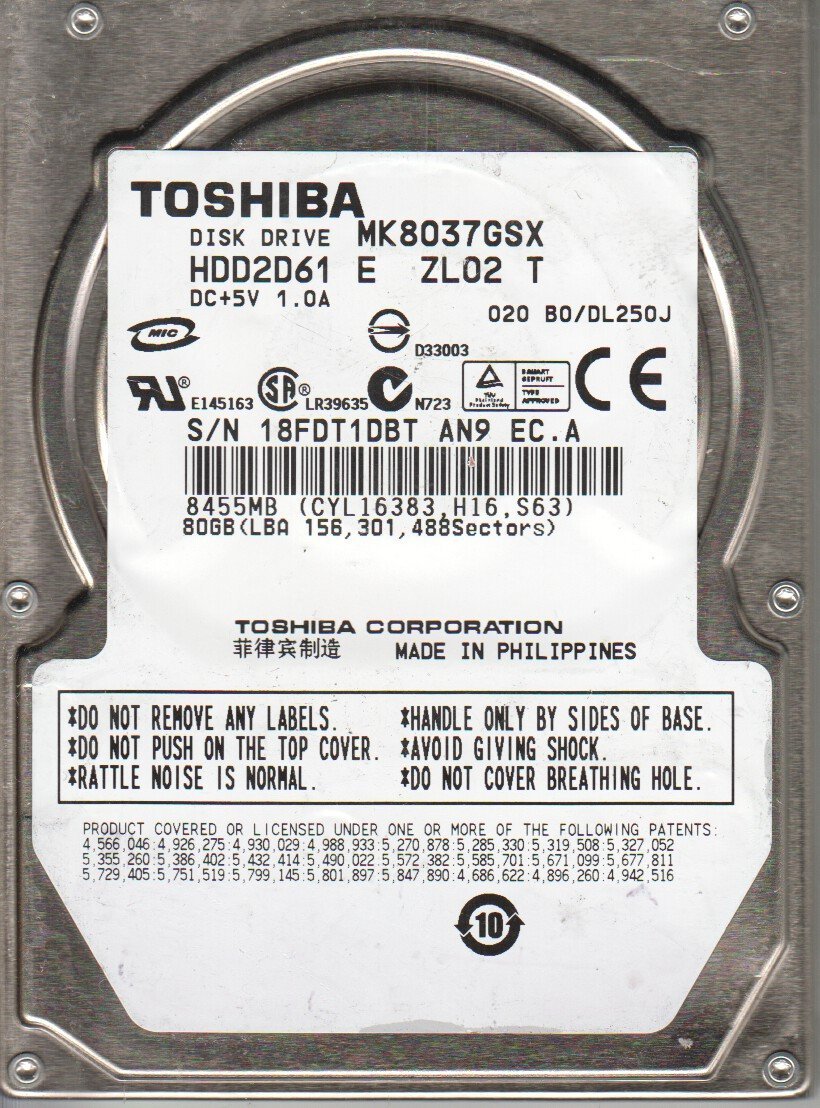 Amazon.co.jp: mk8037gsx、b0 / dl250j、hdd2d61 E zl02 T、Toshiba 80